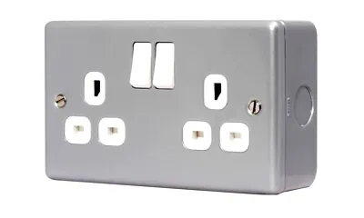 £5.86 • Buy Metal Clad 13AMP Double 2 Gang Switched Socket Twin Electrical Wall Socket Plug