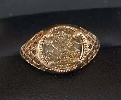 9CT GOLD RING St George COIN TYPE SMALL  SIZE I • £100