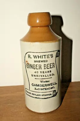 Vintage Stoneware Bottle R. Whites Ginger Beer (Pottery Mark: Bourne Denby 2) • £19.99