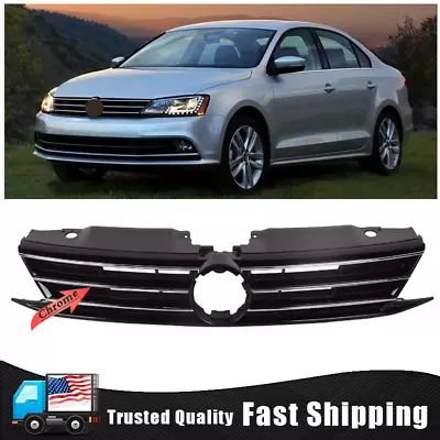 Fit 2015 2016 2017 2018 Volkswagen VW Jetta W/Chrome Front Bumper Upper Grille • $41.99