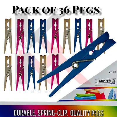 £3.19 • Buy 36 Clothes Pegs Line Washing Plastic Strong Laundry Airer Clips Grip Dry Garden