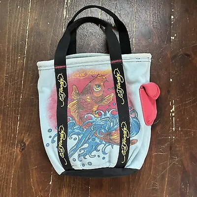 Y2K Ed Hardy Fish Tattoo Art Canvas Tote Bag • $27.50