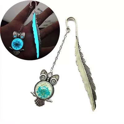 Cute Luminous Metal Feather Bookmarks Dragonflies Butterflies Pendant Bookmarks • £3.31