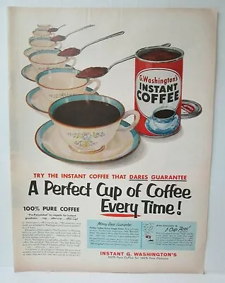 G. WASHINGTON'S INSTANT COFFEE 1950's 10.5  X 14  Magazine Ad LM19 • $7