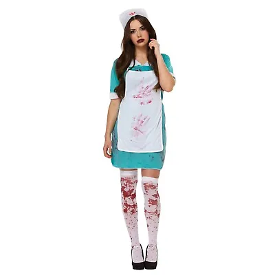 Ladies Halloween Bloody Nurse Uniform Fancy Dress Costume Outfit  Zombie Doctor • £14.53