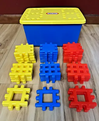 Vintage Little Tikes 35 Waffle Blocks In Original Storage Container Carry Bin • $35.99