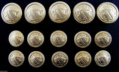A Set Of Gold Metal Military Shield Blazer Buttons B1978 • £10.79