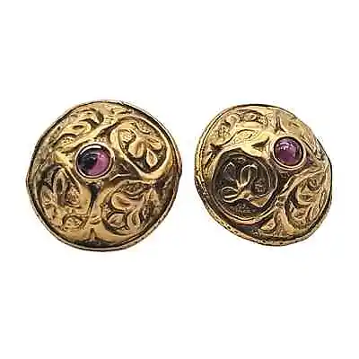 Metropolitan Museum Of Art Sterling Silver Garnet Earrings Gold Tone Marked MMA • $69