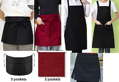 Men Women's Aprons For Kitchen Restaurant Chef Cooking Waiters With Pockets • $8.99