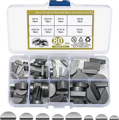 Woodruff Key Assortment Kit 80Pcs Metric Woodruff Keys Half Moon Keys Half Moon • $12.86