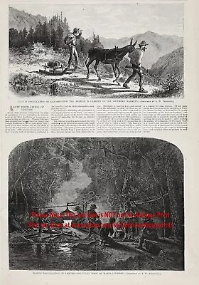 Moonshining Whiskey American South Illegal Liquor Antique 1860s Print & Article • $79.95