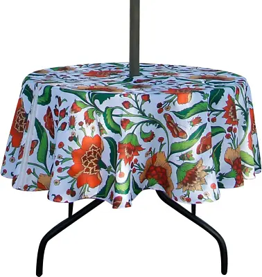 Round Tablecloth With Umbrella Hole W/Zipper Waterproof Outdoor Indoor 60inch • $24.43