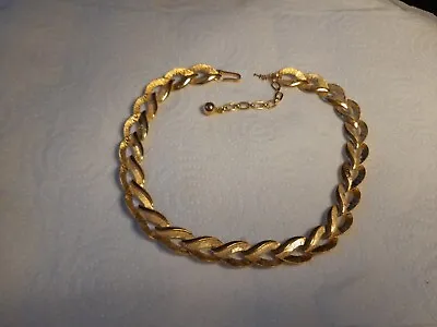 £15 • Buy Vintage Gold Plated Stylised Textured Necklace/collar By Crown Trifari..