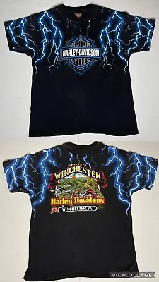 $250 • Buy VTG Harley Davidson Lightning SS Shirt Winchester VA Men Large Motorcycle Black