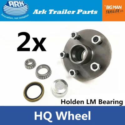 ARK Trailer 2x Hubs Holden HQ 5 Stud Lazy Hub Holden LM Bearings Kits HQ150 • $80