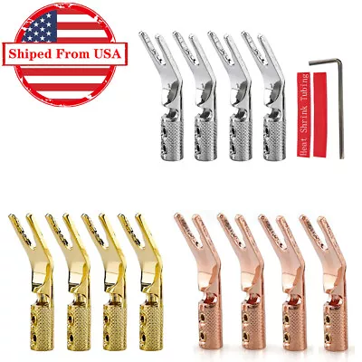 8pcs Gold / Rhodium Plated Pure Copper Y Spade Connector HIFI Speaker Cable Plug • $22.50