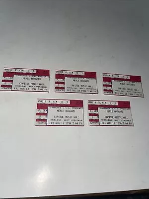 Merle Haggard 5 Ticket Stub Lot Wheeling WV Capitol Music Hall Country Music • $24.99