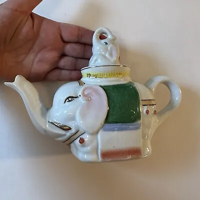 Vintage Ceramic Elephant Tea Pot China Decor Chinoiserie Good Luck Rare • $13.95