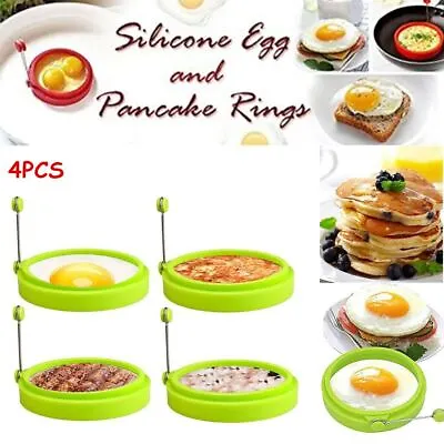 4PCS NEW Egg Fried Mold Silicone Ring Pancake Silica Gel Kitchen Cooking Tool US • $6.75