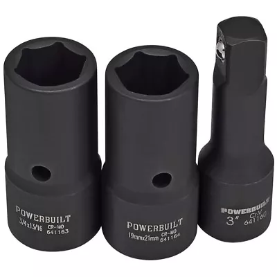 Powerbuilt 2 Piece 1/2-Inch Drive Lug Nut Impact Socket W/ 3-Inch Extension Bar • $38.95