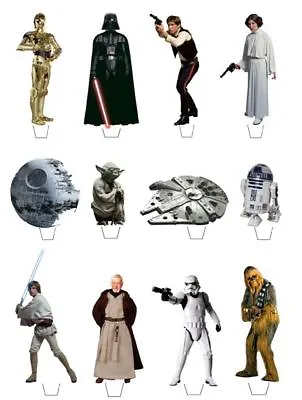 Star Wars Theme Edible Wafer Cup Cake Toppers Standing Or Disc • £2.49