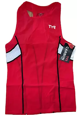 TYR Carbon Triathlon Tank Top Men's Size M Red/Black/White NEW MSRP $109.99 • $15.99