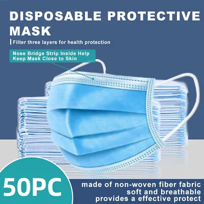 [50 Pcs]3-Ply Disposable Face Mask Non Medical Surgical Cover Buy More Save More • $5.99