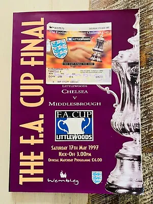 1997 FA Cup Final PROGRAMME & MATCH TICKET Chelsea Vs Middlesborough Excellent!  • £17.99