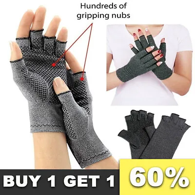 £3.73 • Buy Anti Arthritis Gloves Compression Fingerless Pain Relief Rheumatoid Hand Support