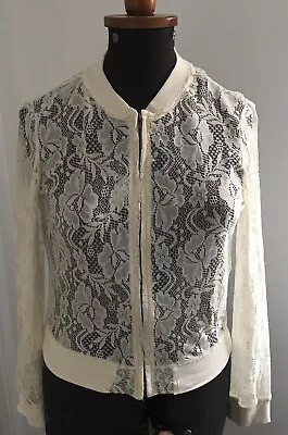 BNWT KMART Girl XPress Lace Top Zip Up Jacket Ivory Cream Ladies Size 8 • $10