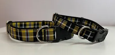 Dog Collar Hand Made Cornish Tartan Yellow And Black • £6.95