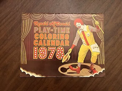 Vintage 70s 1978 Ronald McDonald Coloring Paper Calendar Play-Time NO Coupons • $12.99