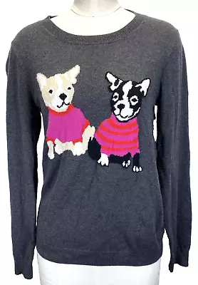 J.Crew Mercantile Sweater Womens M French Bulldog Merino Wool Blend Lightweight • $24.95