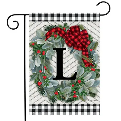 Winter Wreath Monogram Letter L Garden Flag 12.5  X 18  Briarwood Lane • $9.86