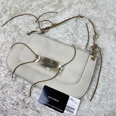 Dolce ＆ Gabbana Suede Shoulder Bag Hand Bag White Beige Used From Japan • £125