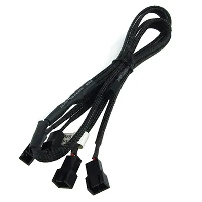 Phobya Y-Cable 3-Pin To 4x 3-Pin 60cm Sleeved Black • $10.50