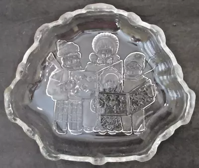 VINTAGE Mikasa Carolers Clear Frosted Embossed Glass Candy Sweet Dish QQ987/210 • $10