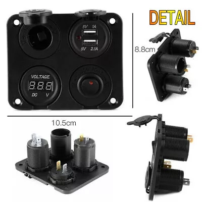 12V Marine Car Cigarette Lighter Socket + Dual USB Port Charger +Voltmeter Panel • £9.99