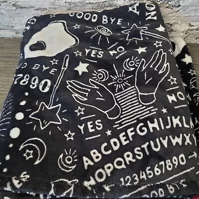 Halloween Ouija Throw Blanket Ultra Plush Palm Astrology Star Sun Moon Black • $23.06