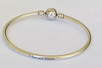 Pandora 925 Ale Sterling Silver Bangle Bracelet “i Love You Forever  Etched 7.5” • $39.99