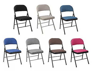 Folding Chairs With High-Quality Padded Fabric Seat - Heavy Duty Metal Frame • £22.99