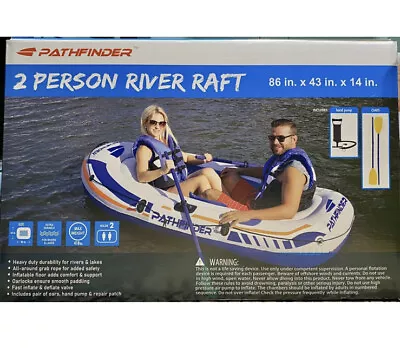 2 Person Inflatable Raft Boat W/ Pump & Oars River Lake Kayak Canoe Dinghy NEW • $40
