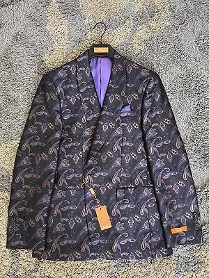 TALLIA Men's Slim Fit Paisley Blazer Dinner Jacket Size 40R Sport Coat Purple • $89.99