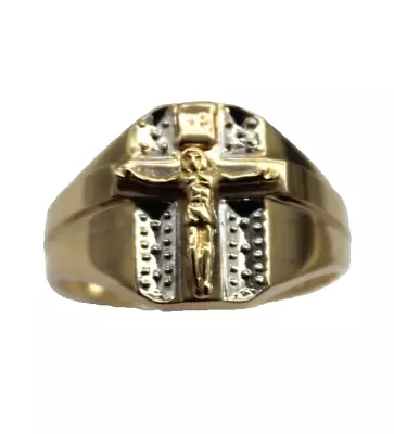 10K Multi Gold Men's Crucifix Ring (Size 10) • $188.09