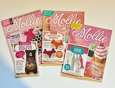 Mollie Makes Magazine X 3 (29 32 & 50) Bear Plushie Fox Brooches Keyring Kits • $16.15