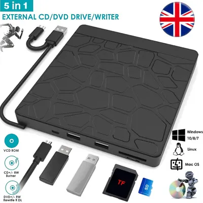£15.99 • Buy External CD Drive USB 3.0 CD/DVD +/-RW Drive Rewriter Burner For Laptop Desktop