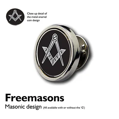 Masonic Freemason BLACK Shiny Silver LAPEL PIN BADGE Raised Enamel Motif PSC • £6.99