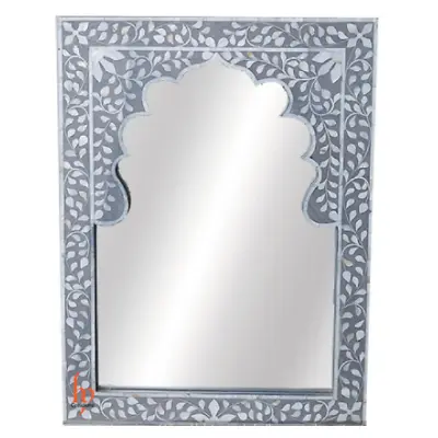 Beautiful Grey Mirror | Mother Of Pearl Inlay Wooden Mirror Frame For Home Decor • $309.90