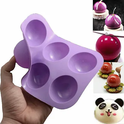 6 Half Ball Sphere Silicone Cake Mold Chocolate Cookie Ice Candy Baking Mould • £2.99