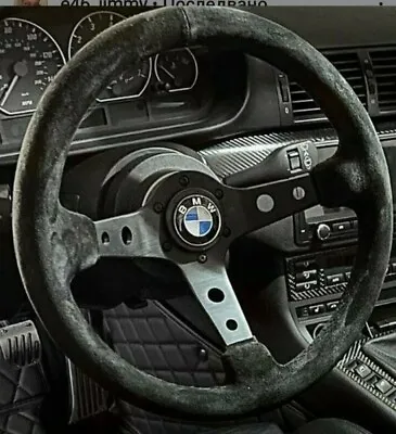 Steering Wheel Fits BMW Suede Alcantara Leather Deep Dish E38 E39 E46 Z3 99-05 • $187.24